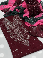 2 Pc Unstitched Mukesh Chiffon