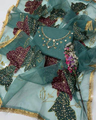 2 Pc Unstitched Organza zarri sequence