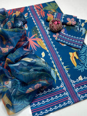 3 pc Unstitched Digital Print Swiss lawn