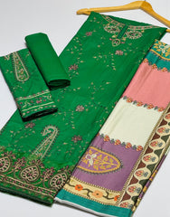 3 pc unstitched Dhanak fabric embroidered