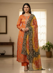 2 Pc Unstitched Handmade Heavy Gotta Jaal Chunri Gotta Chiffon