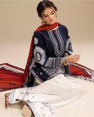 3 Pc Unstitched Dhanak Marian Embroidered