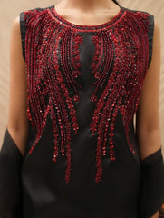 3 Pc Unstitched Rehsham Beads Work Organza