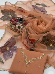 2 Pc Unstitched Handmade Organza Zaari Beads