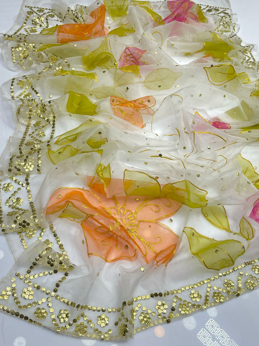 Oil pant Handmade mukesh Organza