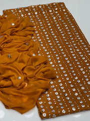 2 Pc Unstitched Handmade Gotta mukesh chiffon