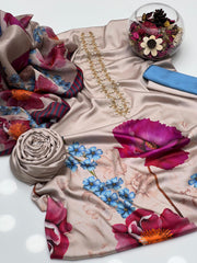 3 Pc Unstitched Shamoze Silk Neck Fancy