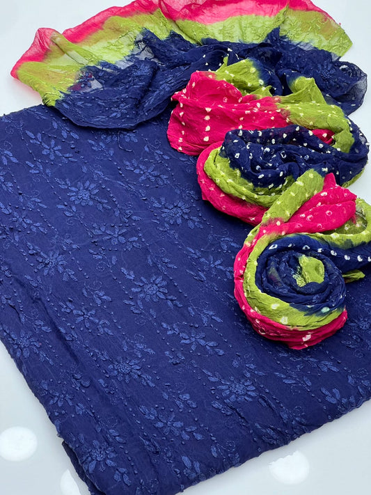 2 Pc Unstitched Handmade Pakka Boor Chiffon