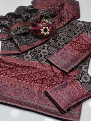 3 Pc Unstitched Shamoze silk Ajrak Digita Prints