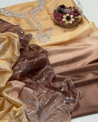 2 Pc Unstitched Pure Sheesha Silk Cut Work