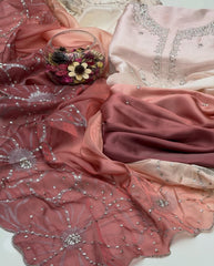 2 Pc Unstitched Pure Sheesha Silk Cut Work