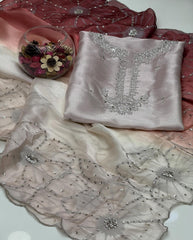 2 Pc Unstitched Pure Sheesha Silk Cut Work