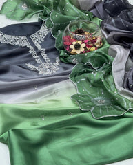 2 Pc Unstitched Pure Sheesha Silk Cut Work