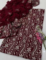 2 Pc Unstitched Handmade LCD Gotta Chiffon