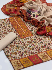 3 Pc Unstitched Kalamkari Pashmina Wool(KSB281K)