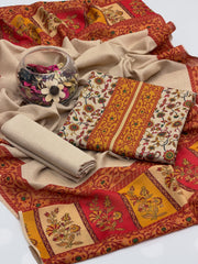 3 Pc Unstitched Kalamkari Pashmina Wool(KSB281K)