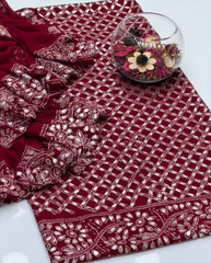 2 Pc Unstitched Chiffon Fabric Shadow Chiken