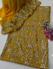 2 Pc Unstitched Handmade LCD Gotta Chiffon