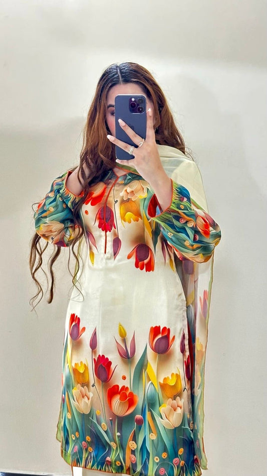 3 Pc Unstitched Shamoze silk Digital Prints