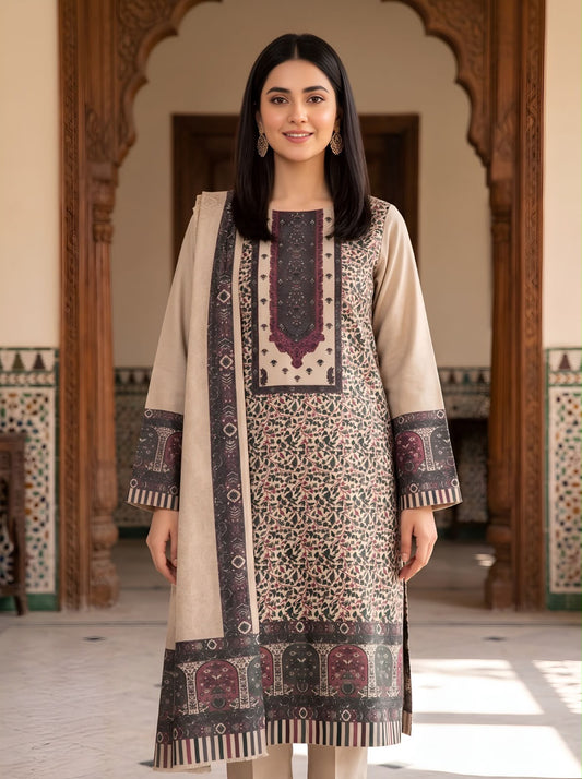 3 Pc Unstitched Pure Pashmina Kani Work
