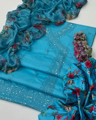 3 Pc Unstitched Sequence Embroidery Lawn