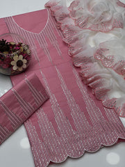 3 Pc Unstitched Lawn Cotton Sequence Gala