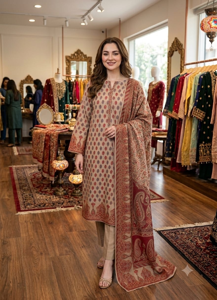 3 Pc Unstitched Kalamkari Pashmina Wool(KSB283)