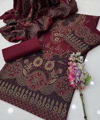 3 Pc Unstitched Wool Jaquard