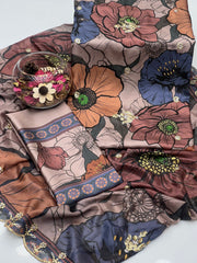 3 Pc Unstitched Shamoze Silk Digital Print Sequence Emb