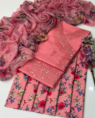 3 Pc Unstitched Sequence Embroidery Lawn