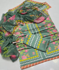 3 pc unstitched Shamoz silk digital print