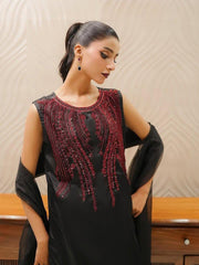 3 Pc Unstitched Rehsham Beads Work Organza