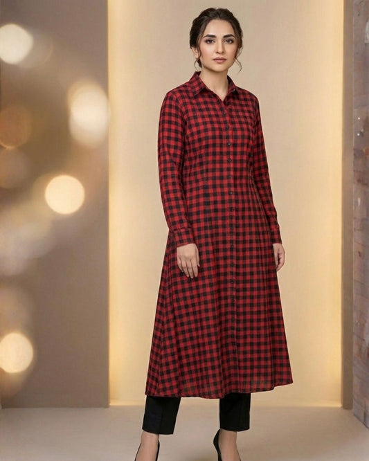 2 Pc Unstitched Marina Wool Check (KSB0041)