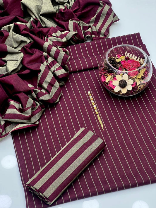 3 Pc Unstitched Khaddi Khaddar lining