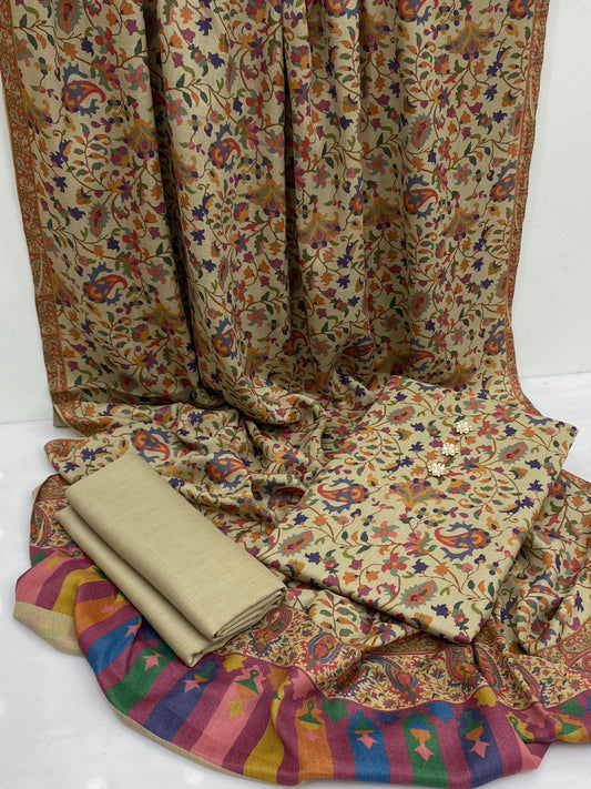 3 Pc Unstitched Kalamkari Pashmina Wool
