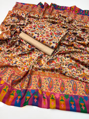 3 Pc Unstitched Kalamkari Pashmina Wool(KSB269)