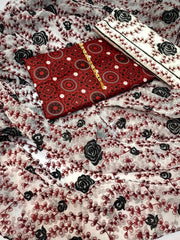 3 pc Un stitched Linen ajrak print