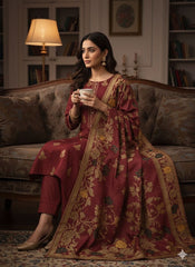 3 Pc Unstitched Leather Peach Wool (kBS0521)