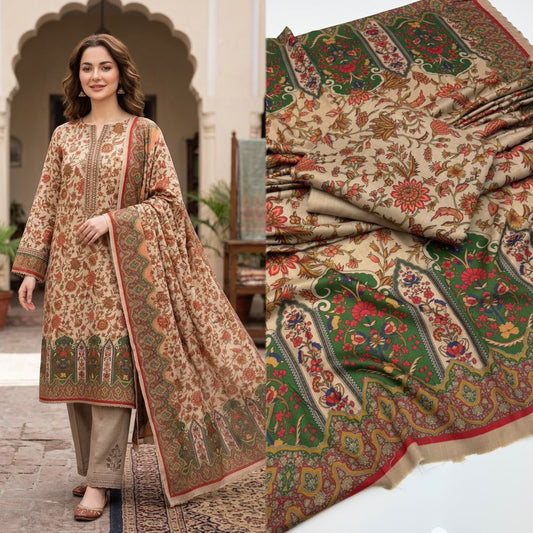 3 Pc Unstitched Kalamkari Pashmina Wool(All)