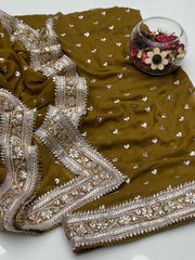 2 Pc Unstitched Bamber pure Chiffon Gotta(KSB0214)