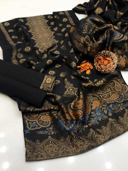 3 Pc Unstitched Lawn All Over Jacquard