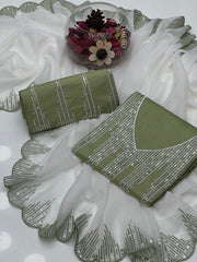 3 Pc Unstitched Lawn Cotton Sequence Gala