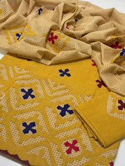 3PC UNSTITCHED HANDMADE APPLIC WORK