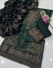 3 Pc Unstitched Pashmina Wool Jacquard