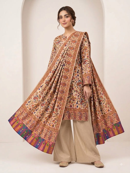 3 Pc Unstitched Kalamkari Pashmina Wool(KSB269)
