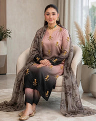 3 Pc Unstitched Shamoze Silk Digital Tye N Dye(KBS022A)