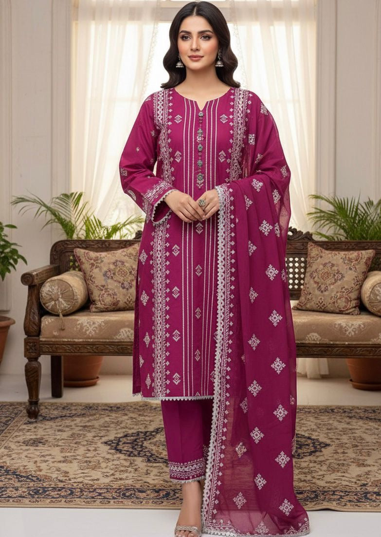 3 Pc Unstitched Lawn Cotton Crossstitch