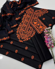 3 Pc Unstitched Lawn Fabric Embroidered
