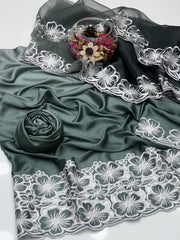 3 Pc Unstitched 2 Tune Shamoze Silk Bareeza