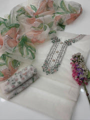 2 Pc Unstitched Iznik Brand Handmade Organza Oil paint